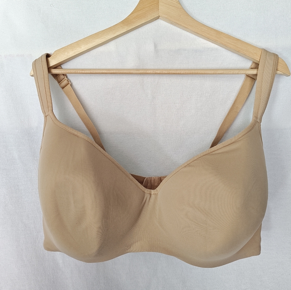 Cacique Bra Smooth Lightly Lined Balconette‎ Tan Beige 44DDD Molded Cups Cafe